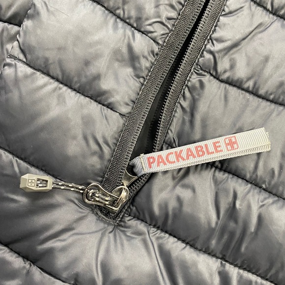 Mens Packable Insulated Puffer Large Jacket Black Full Zip Lightweight Very Warm - Picture 4 of 12